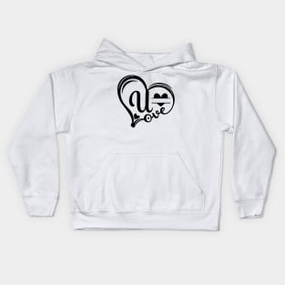 letter u monogram in the shape of love Kids Hoodie